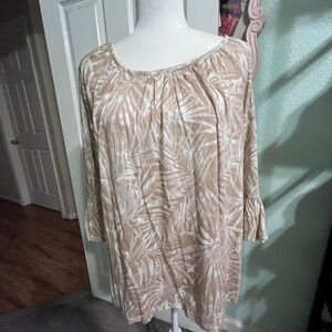 Michael Kors Beige and White Tunic Top, NWT, Large